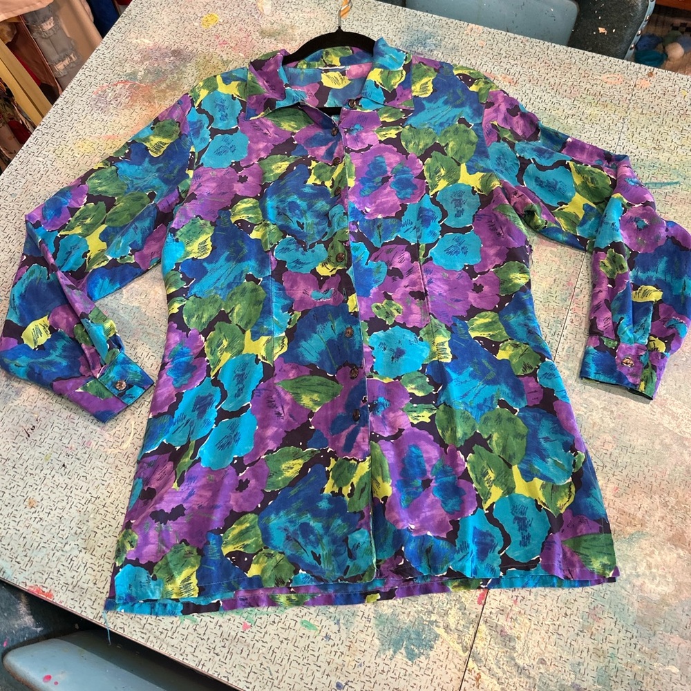 Vintage Abstract Pansy Blouse